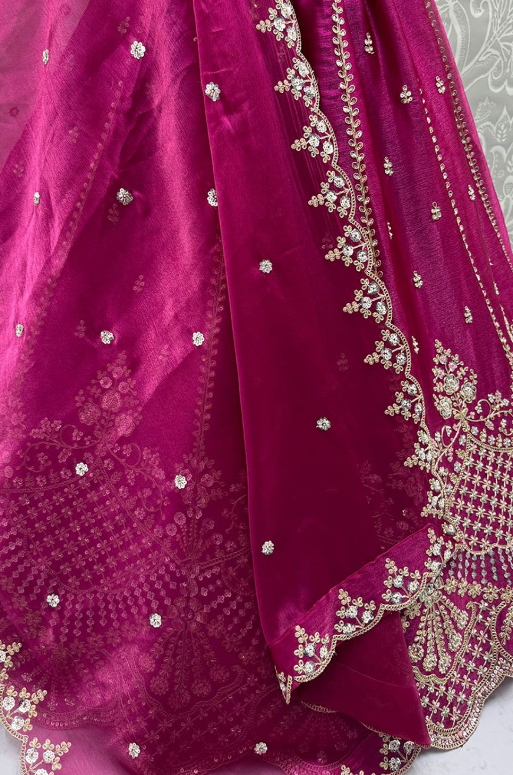 Rani Pink Satin Lehenga Choli - SFANJ3274