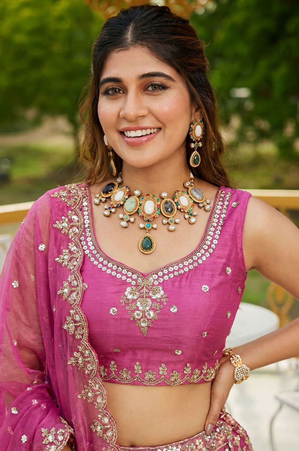 Pink Satin Lehenga Choli - SFANJ3275