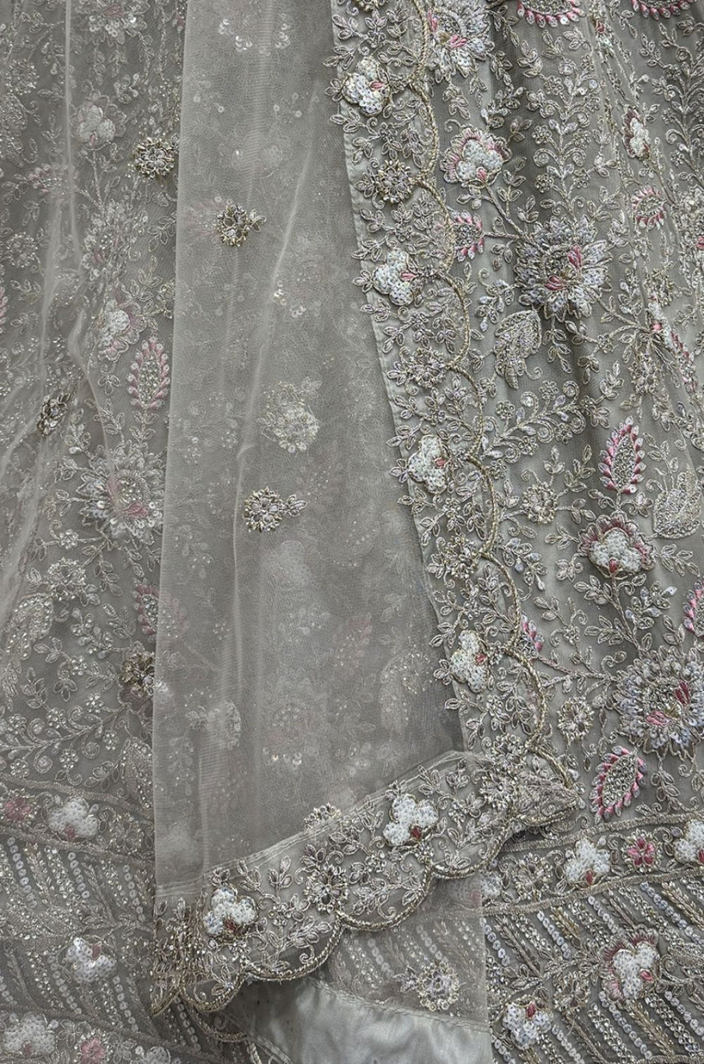 Grey Net Lehenga Choli - SFANJ3276