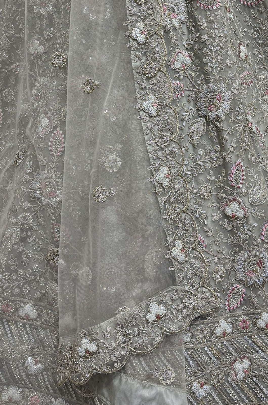 Grey Net Lehenga Choli - SFANJ3276