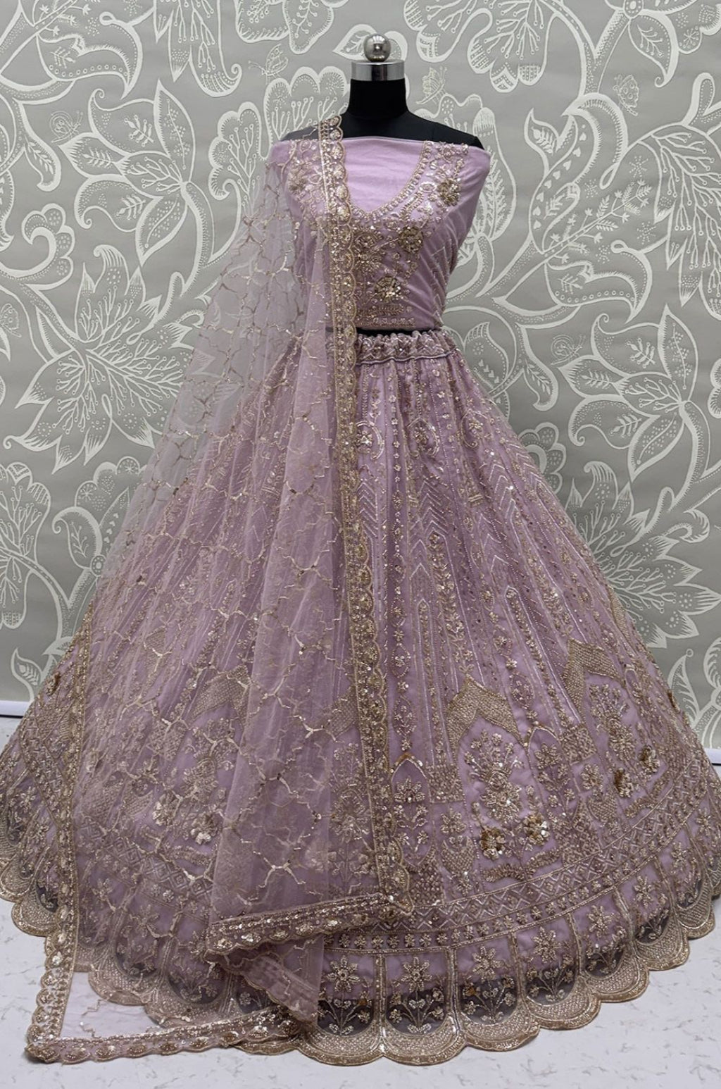 Pink Net Lehenga Choli - SFANJ3374
