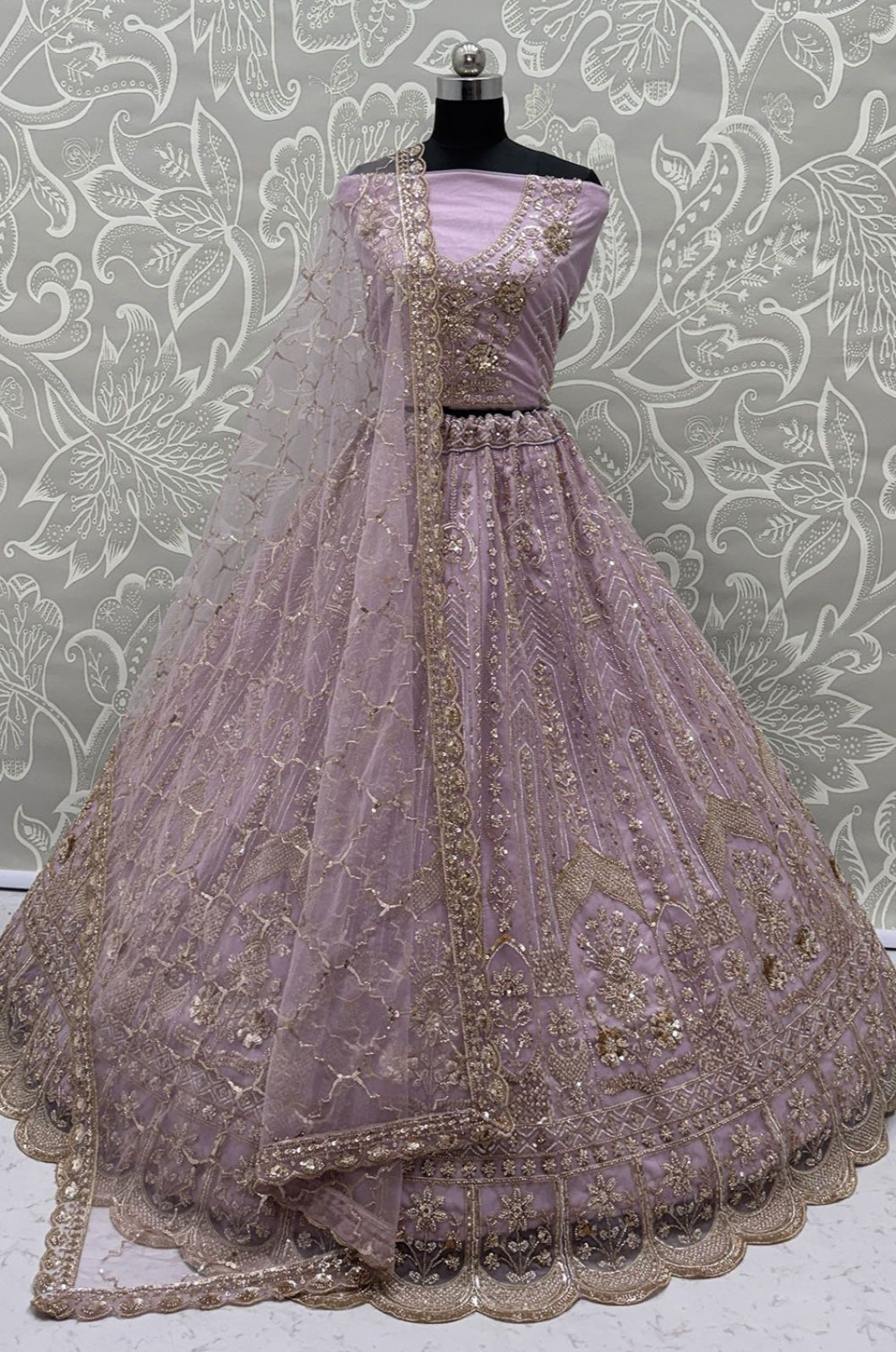 Pink Net Lehenga Choli - SFANJ3374