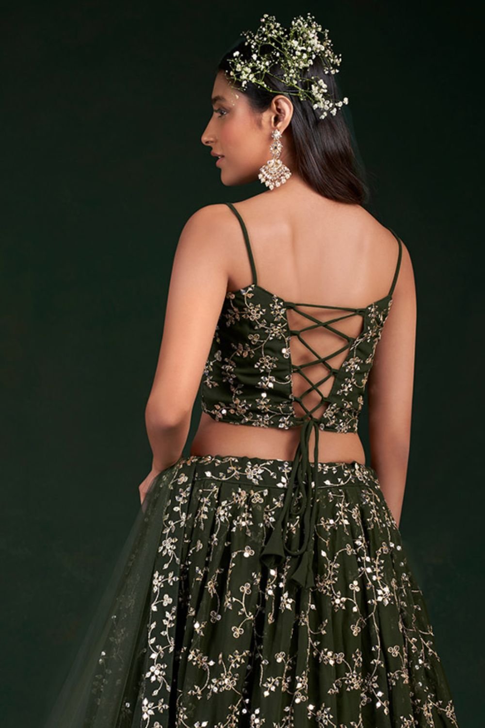 Green Evening Georgette Lehenga Choli SFARY15608