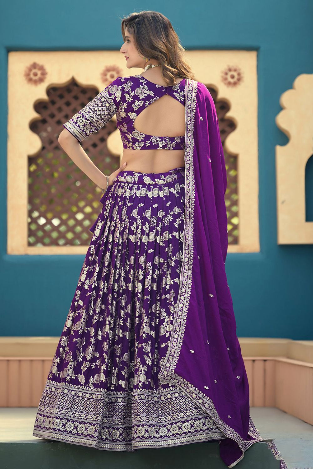 Purple Jacquard Lehenga Choli - SFDFS37901