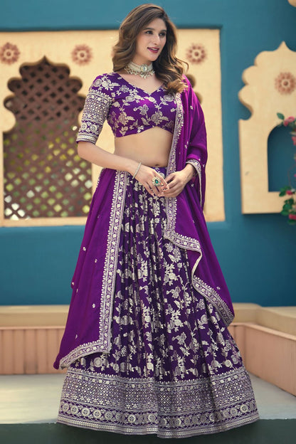 Purple Jacquard Lehenga Choli - SFDFS37901