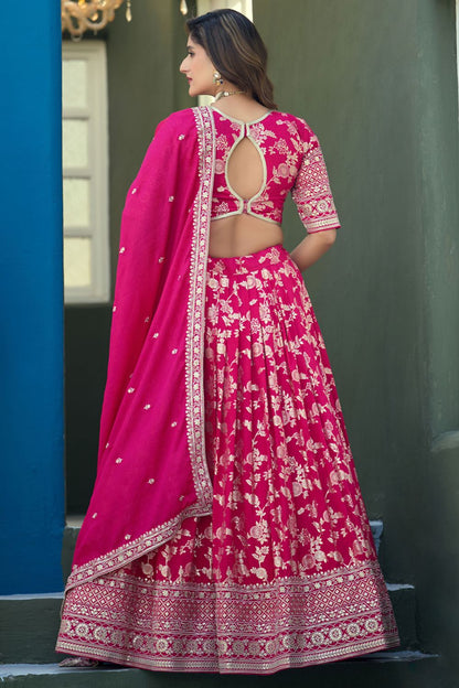 Pink Jacquard Lehenga Choli - SFDFS37902