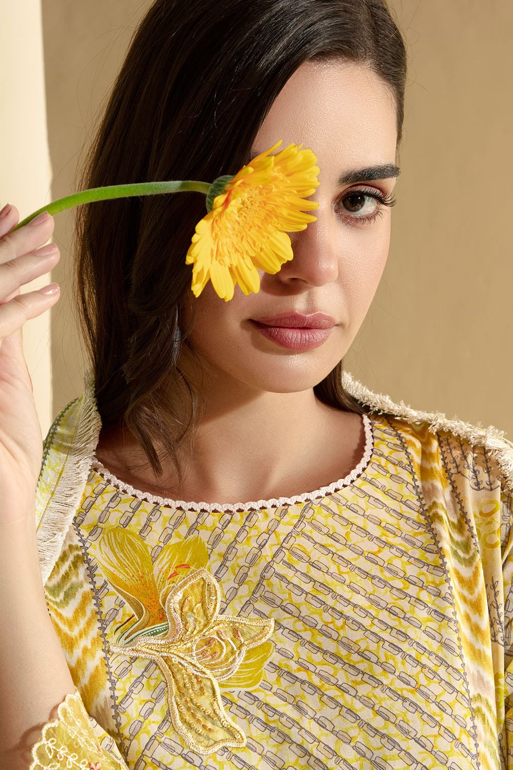 Yellow Plus Size Pure Cotton Lawn Salwar Kameez SFYS153902