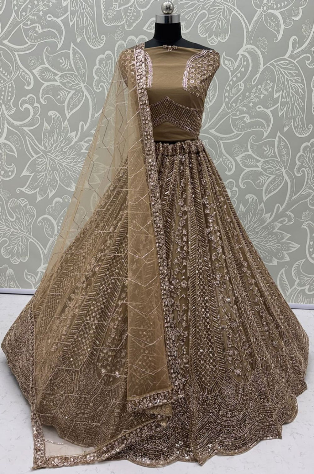 Golden Net Lehenga Choli - SFANJ3424
