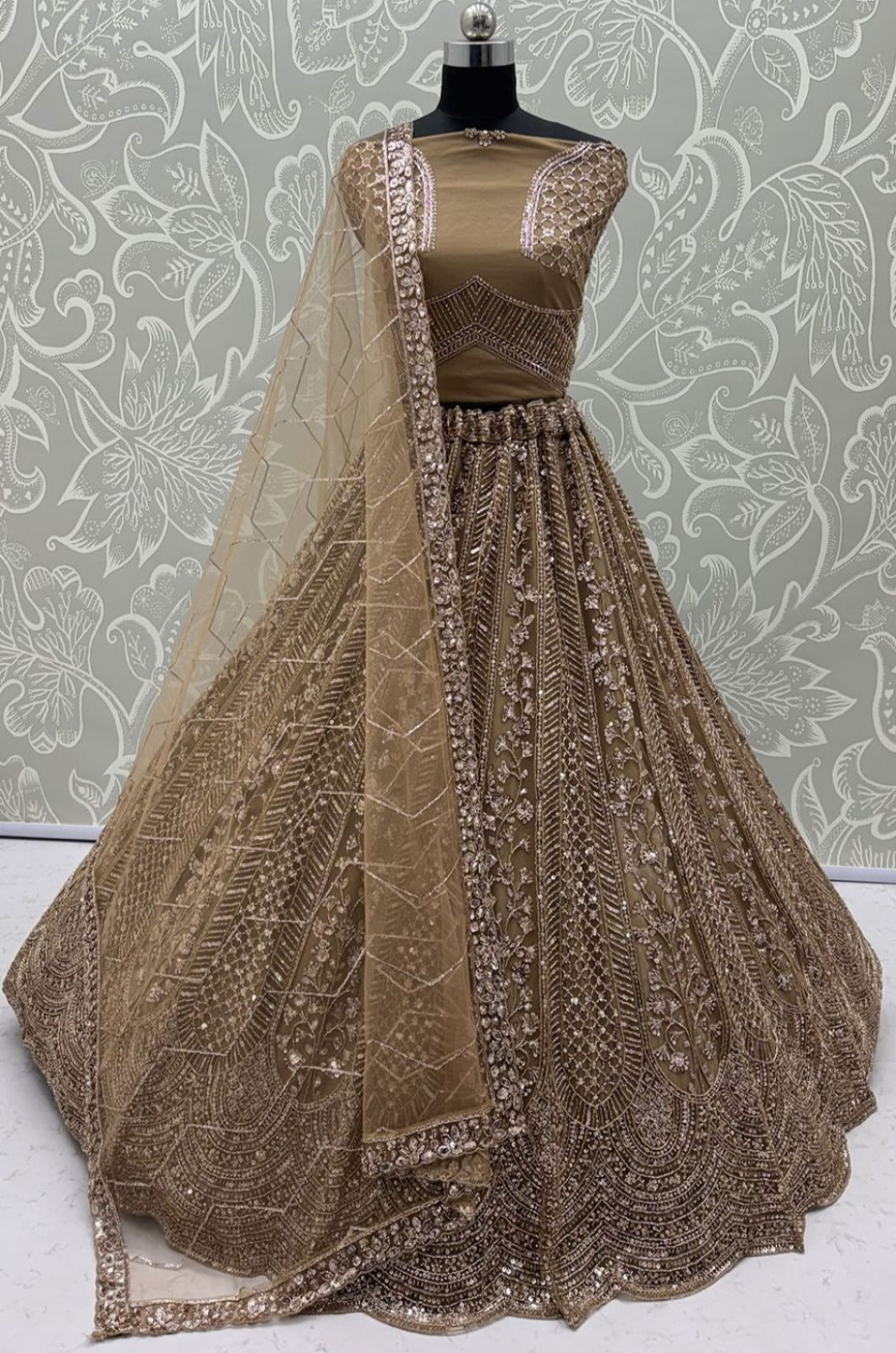 Golden Net Lehenga Choli - SFANJ3424