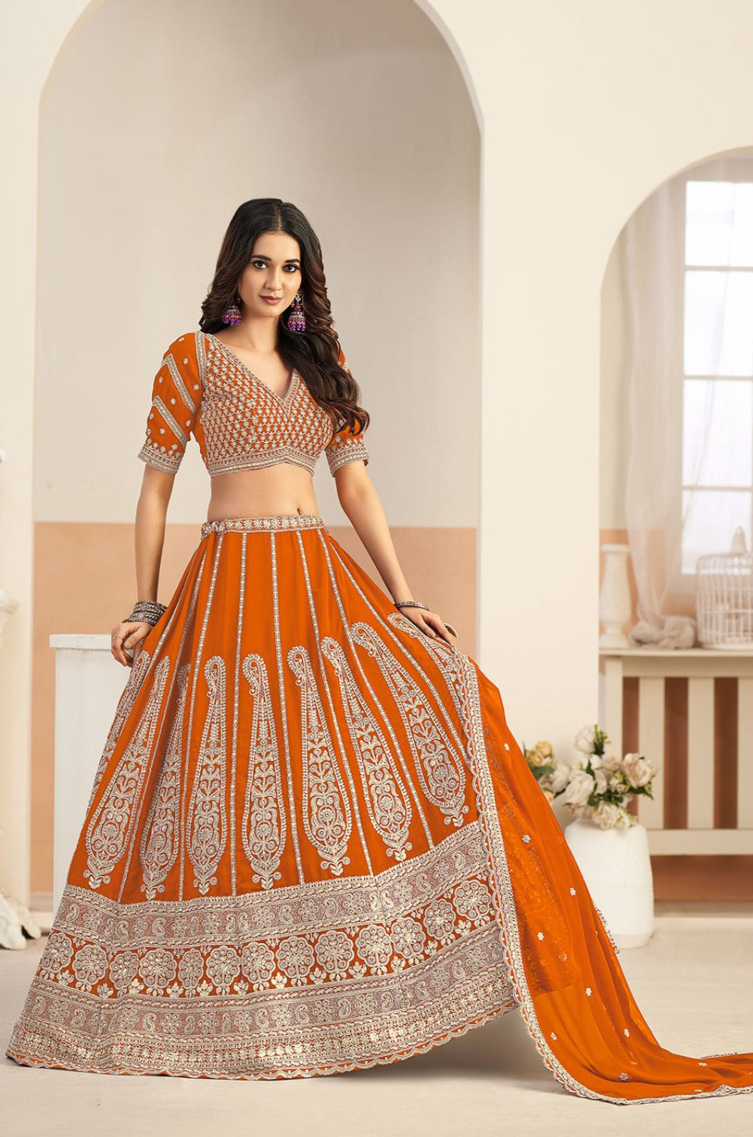 Blue Net Lehenga Choli - SFANJ3425