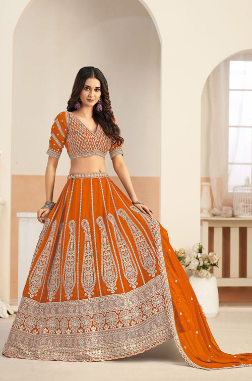 Blue Net Lehenga Choli - SFANJ3425