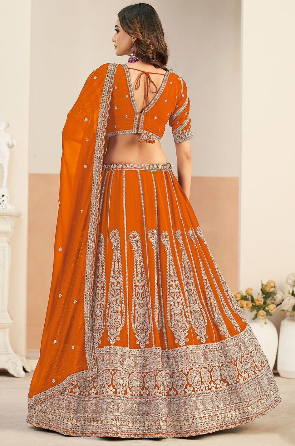 Off White Net Lehenga Choli - SFANJ3426