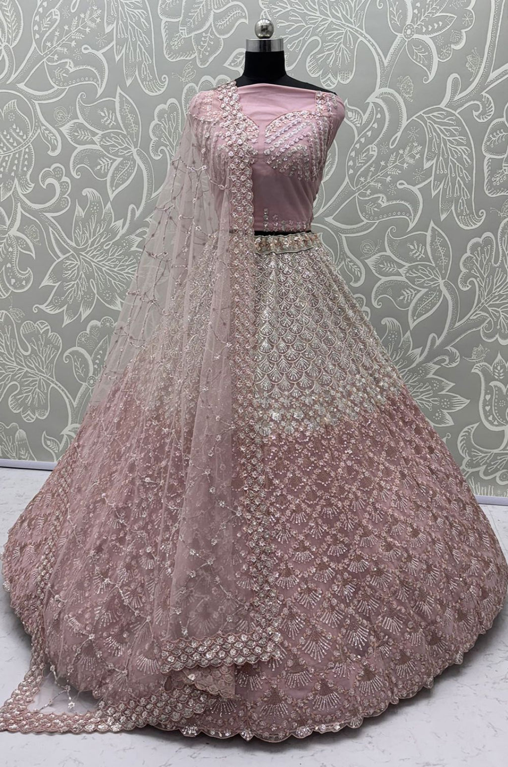Pink Net Lehenga Choli - SFANJ3430