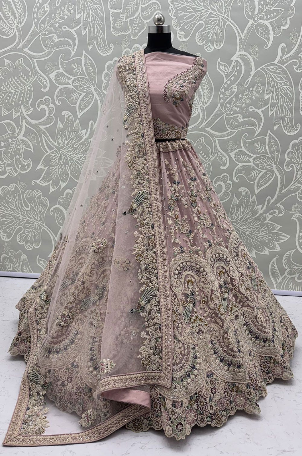 Pink Net Lehenga Choli - SFANJ3432