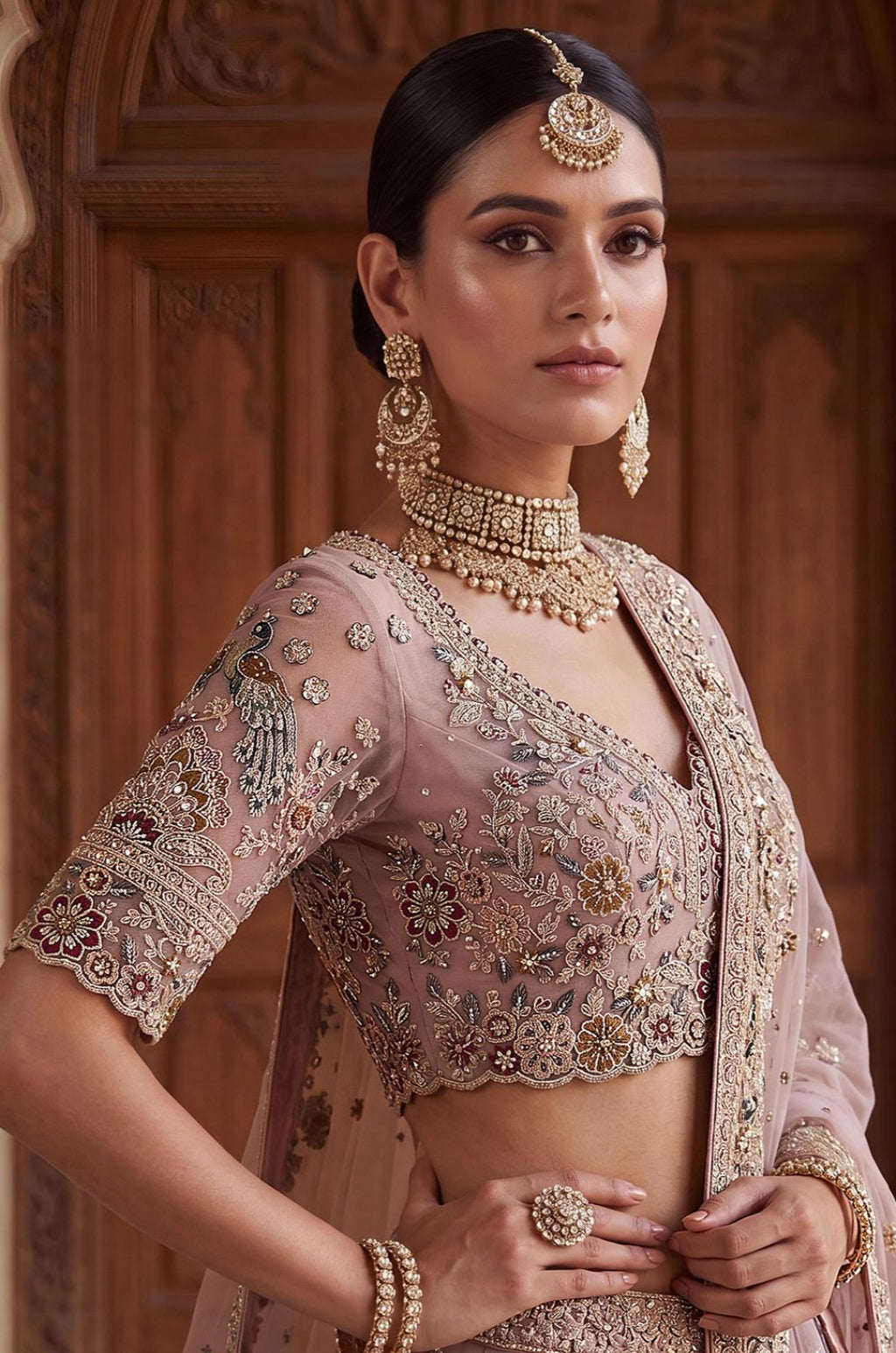 Pink Net Lehenga Choli - SFANJ3432