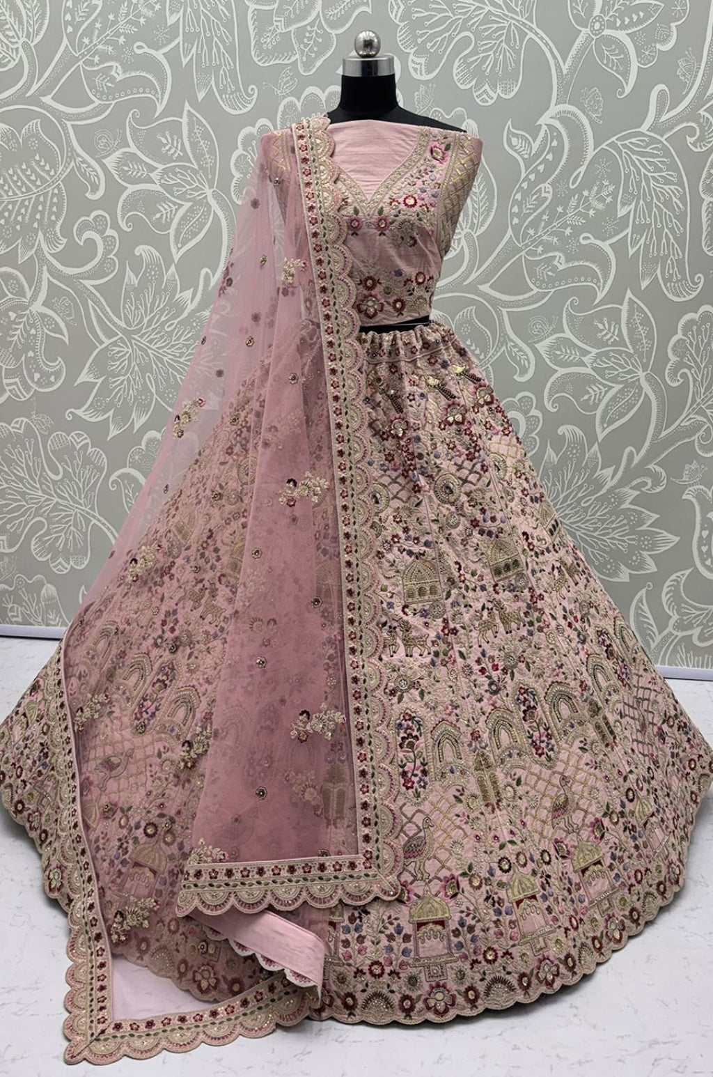 Pink Silk Lehenga Choli - SFANJ3434