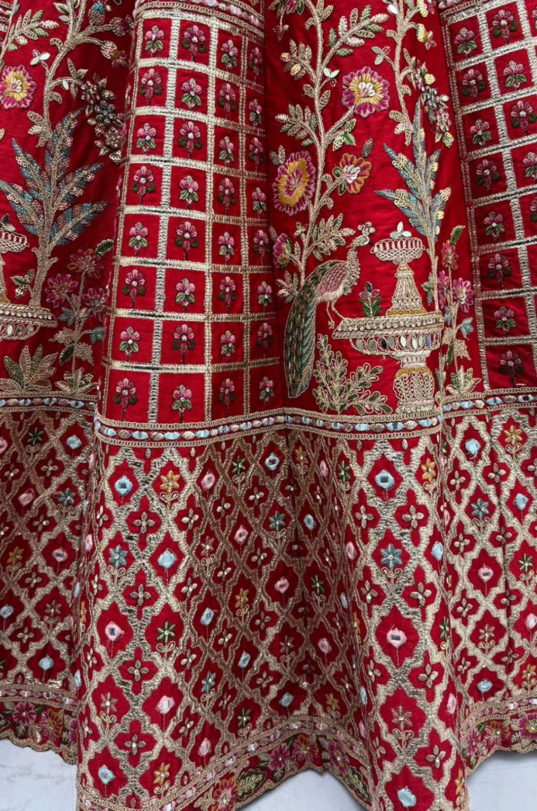Red Silk Lehenga Choli - SFANJ3436