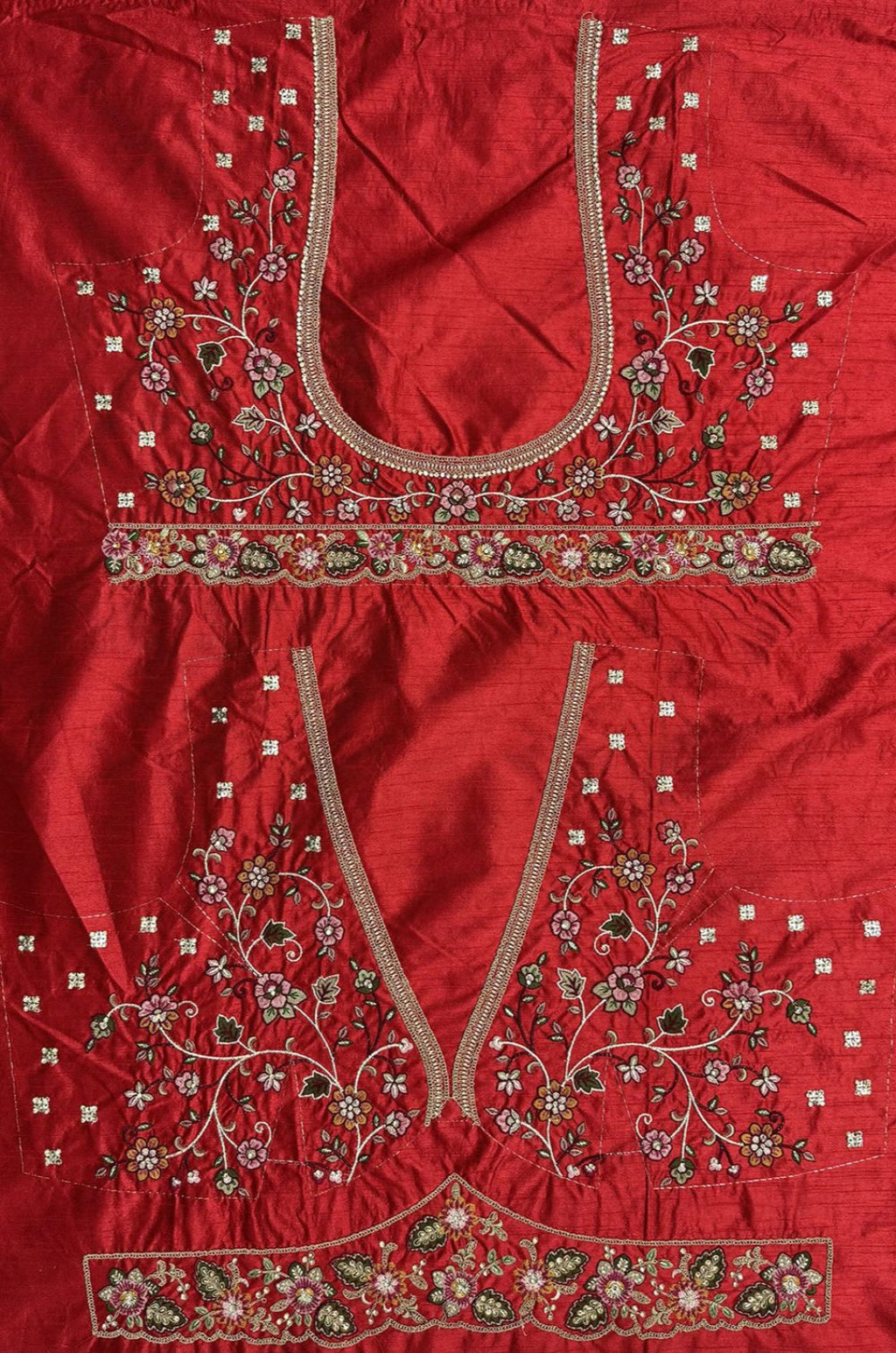 Red Silk Lehenga Choli - SFANJ3436