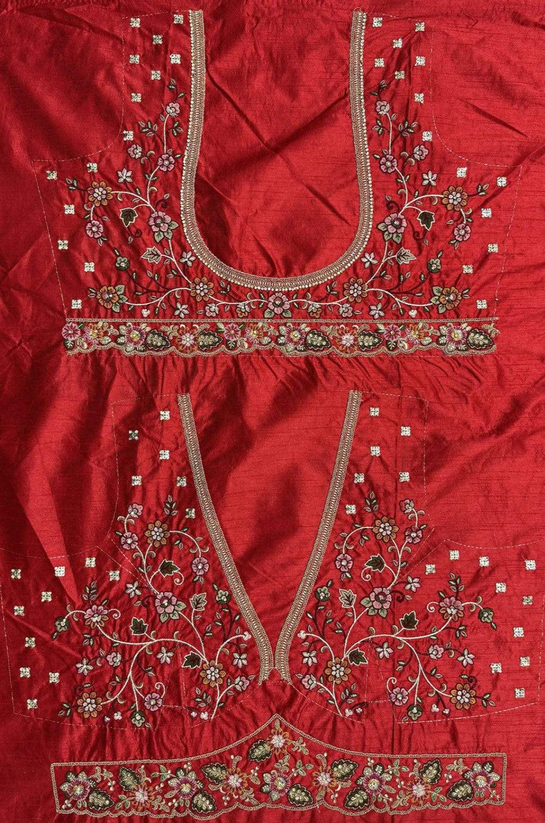 Red Silk Lehenga Choli - SFANJ3436