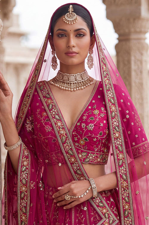 Rani Pink Silk Lehenga Choli - SFANJ3437