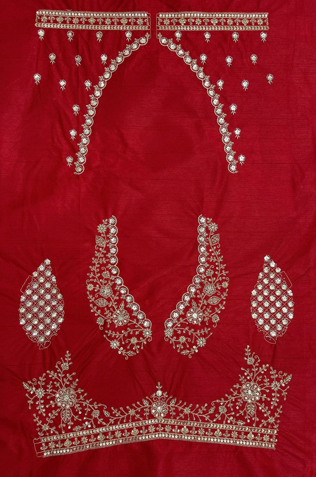 Red Silk Lehenga Choli - SFANJ3451