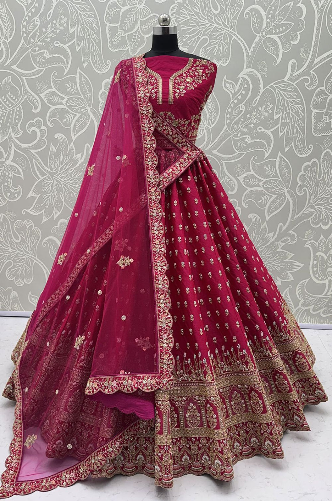 Rani Pink Silk Lehenga Choli - SFANJ3454