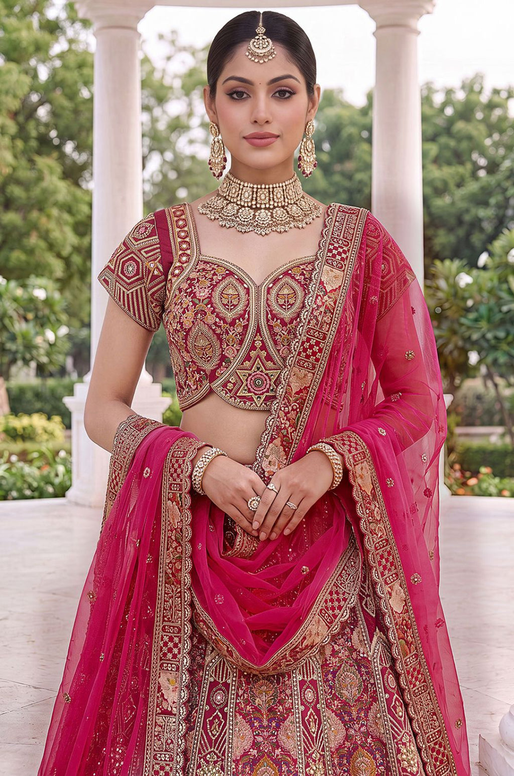 Rani Pink Silk Lehenga Choli - SFANJ3456