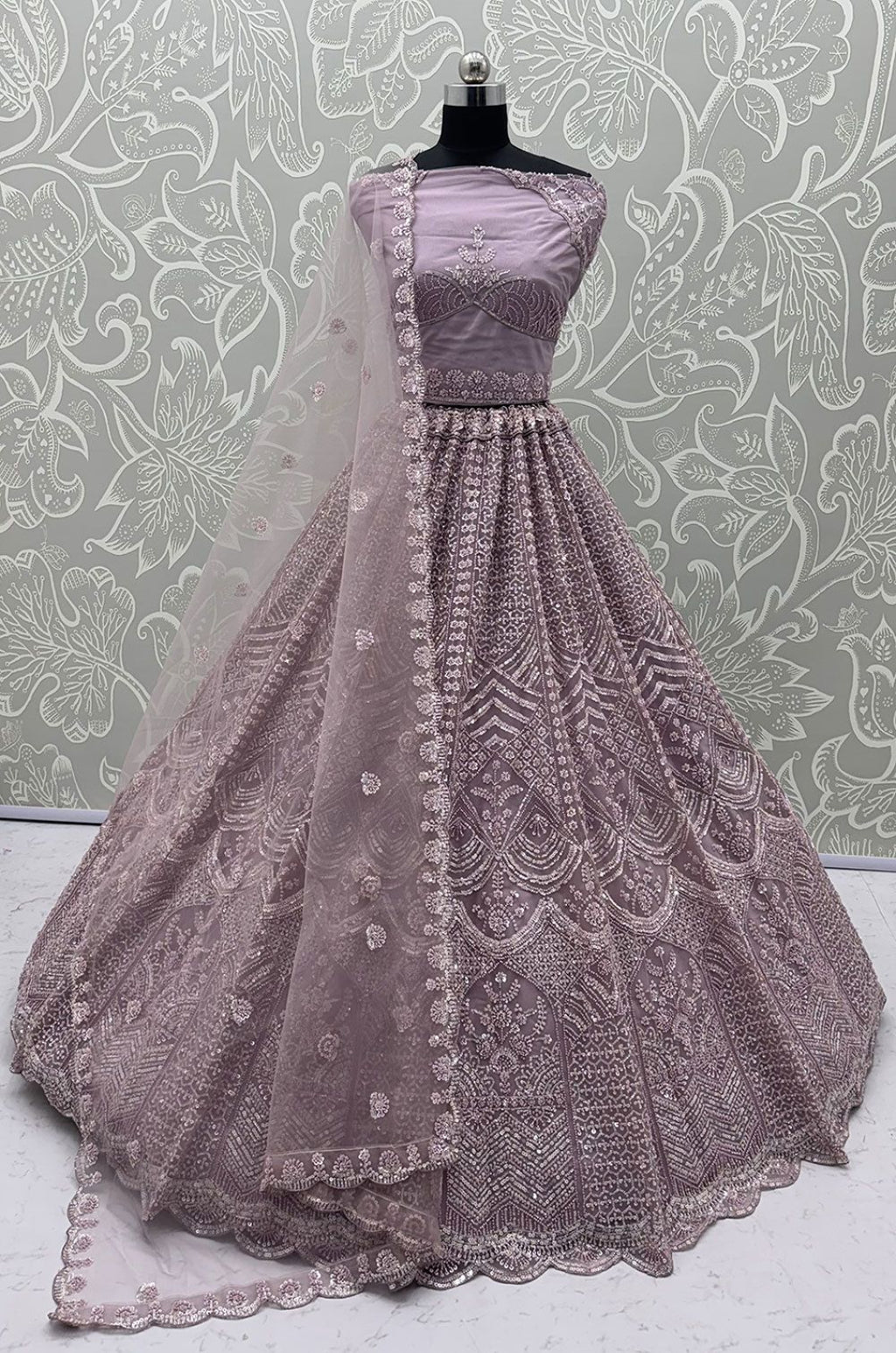 Purple Net Lehenga Choli - SFANJ3457