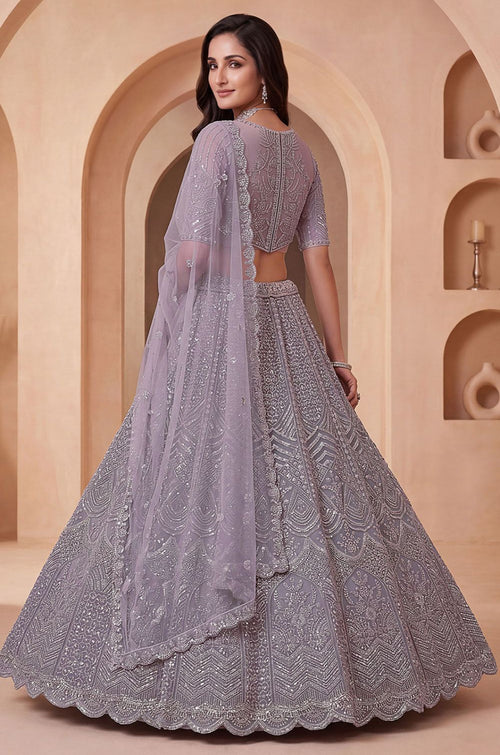 Purple Net Lehenga Choli - SFANJ3457