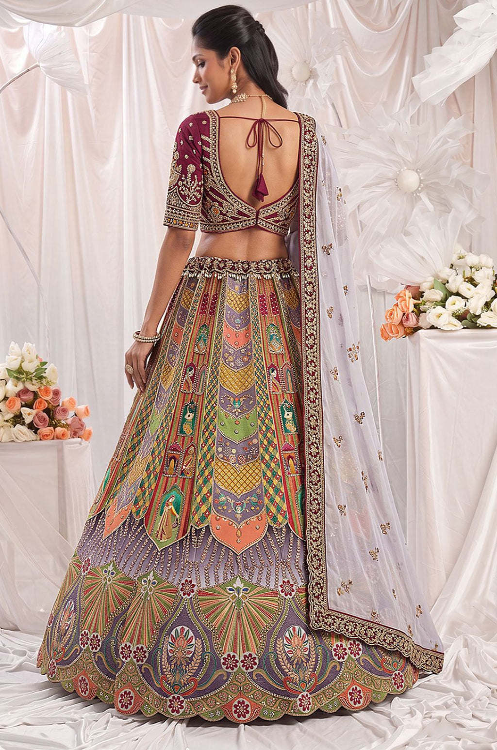 Maroon Silk Lehenga Choli - SFANJ3446R
