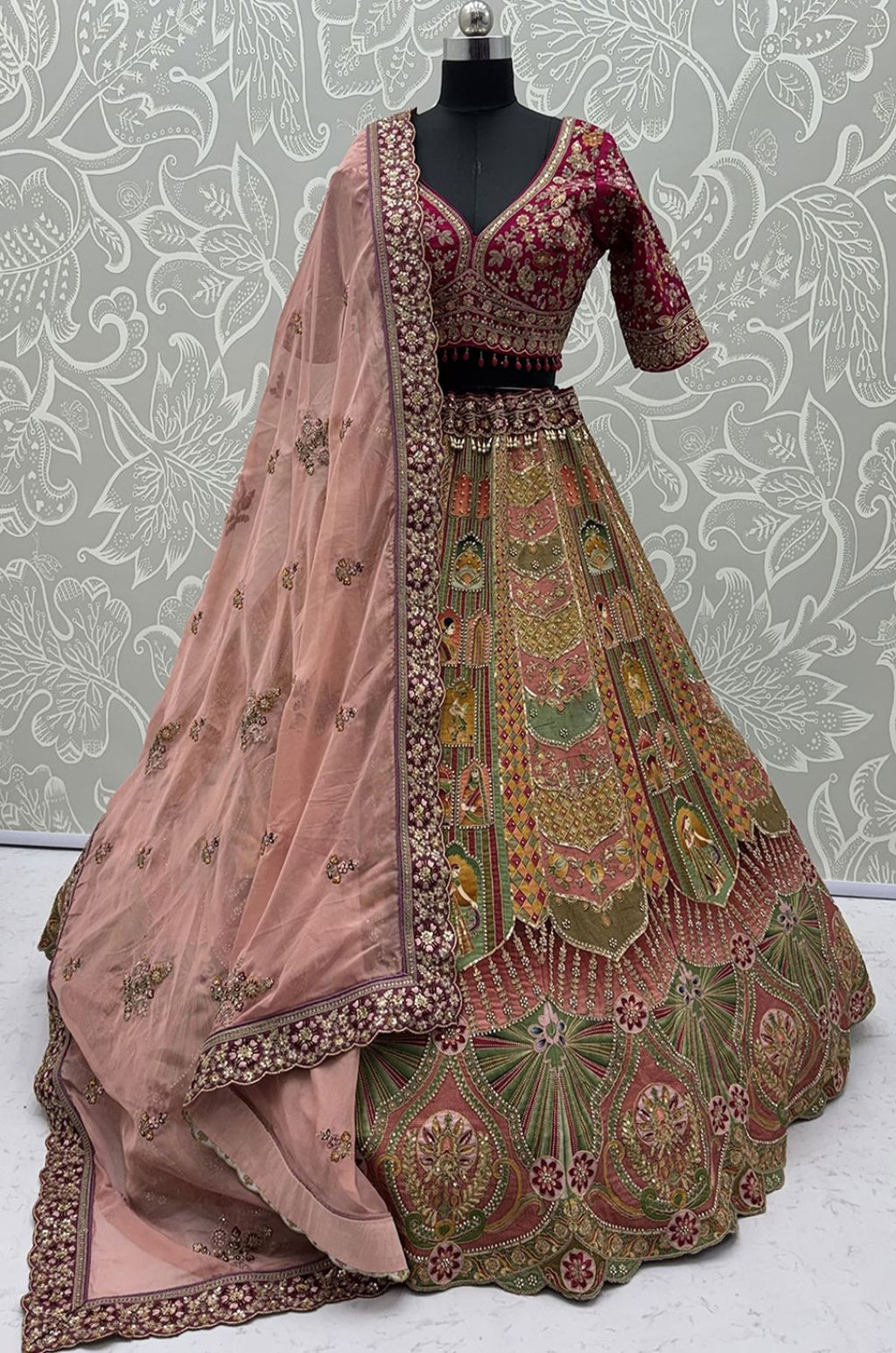 Maroon Silk Lehenga Choli - SFANJ3447R
