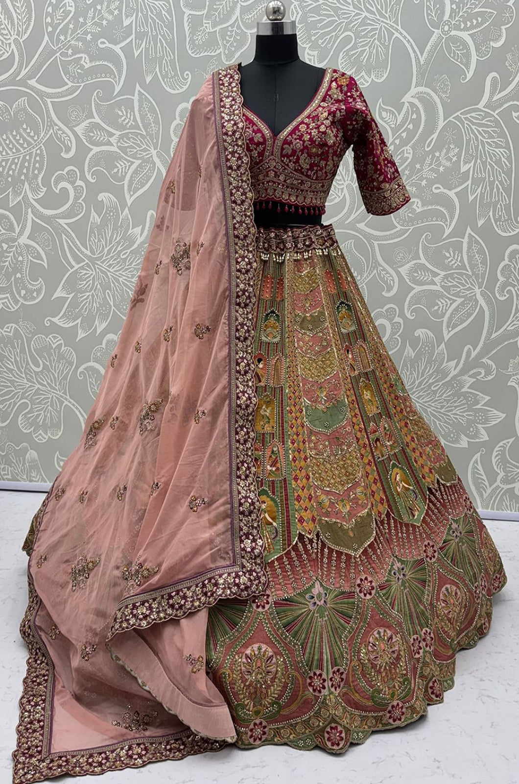 Maroon Silk Lehenga Choli - SFANJ3447R