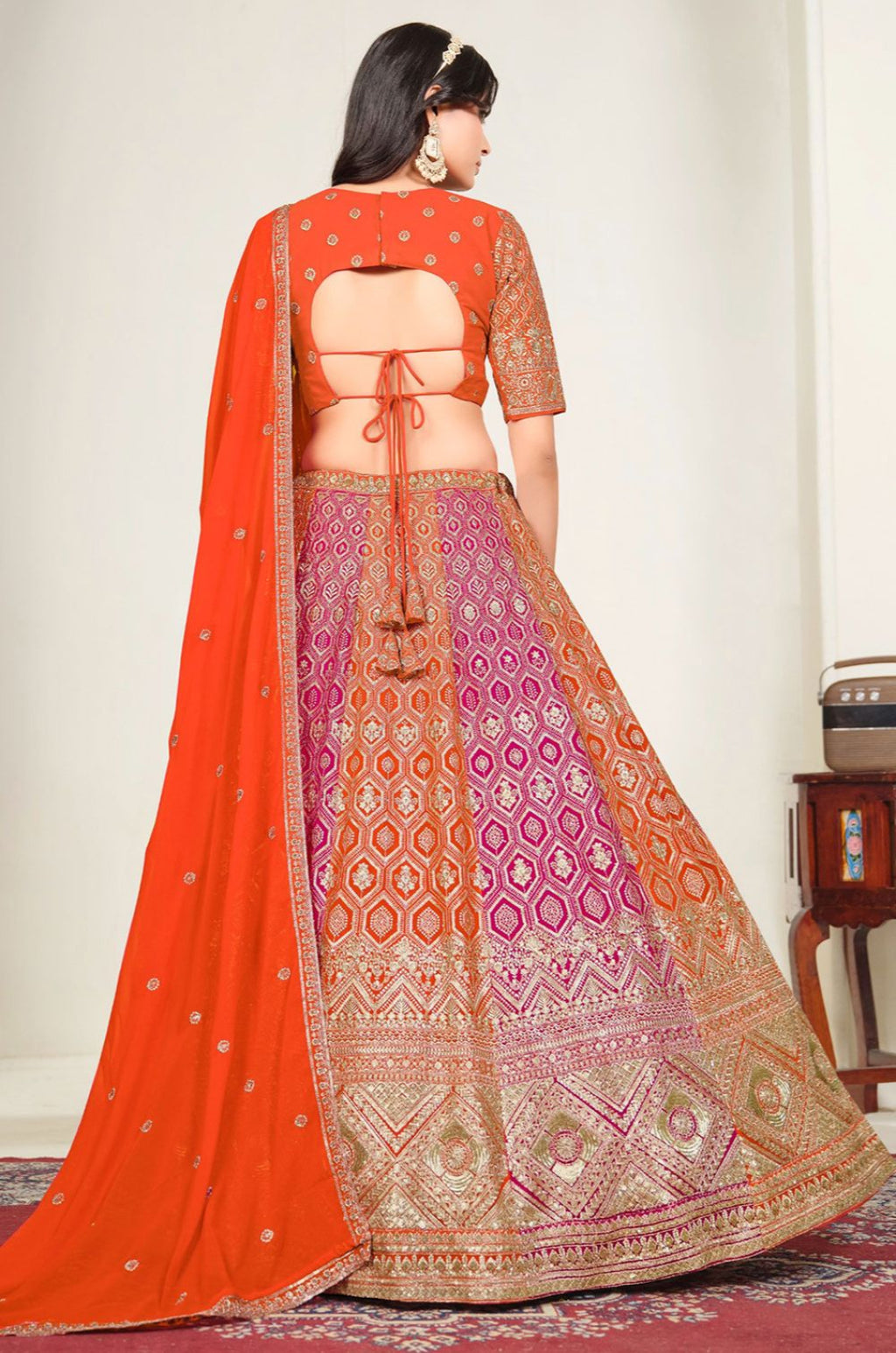 Orange Georgette Lehenga Choli - SFDFS39102