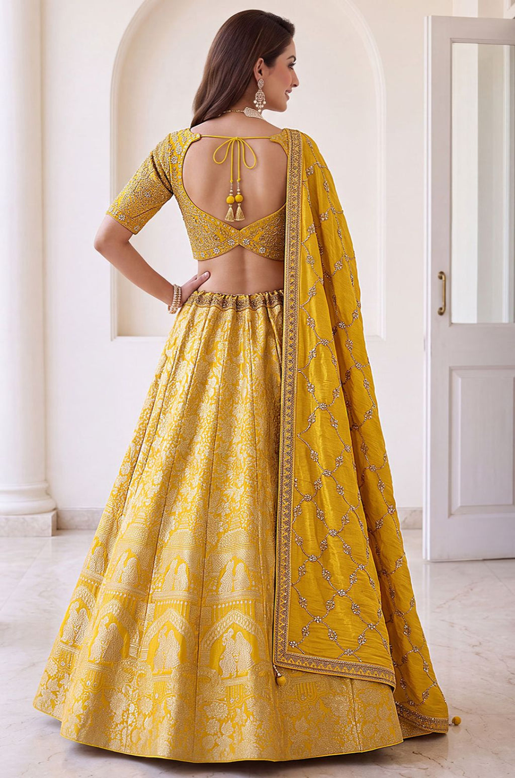 Yellow Silk Lehenga Choli - SFANJ3450R