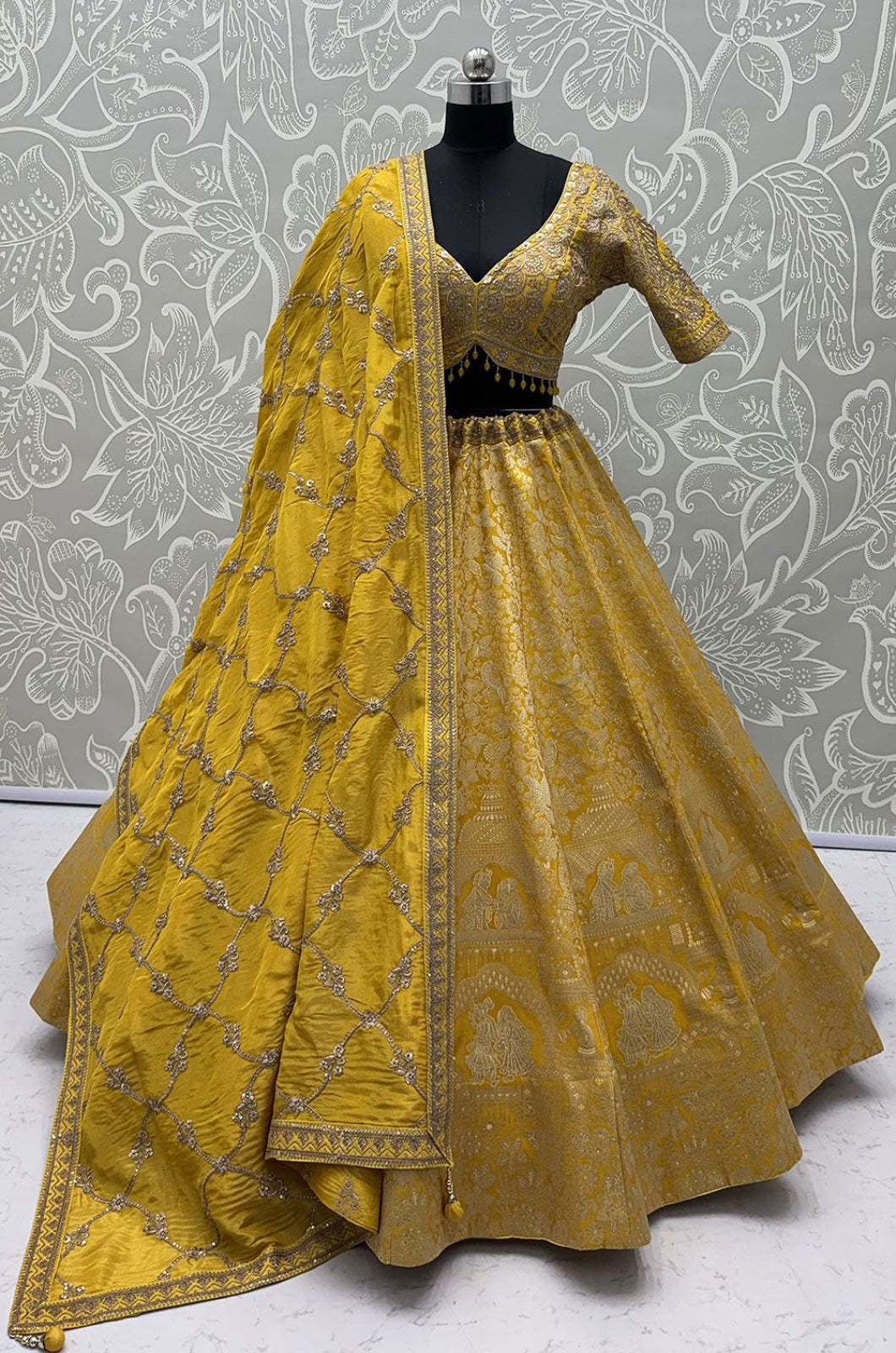 Yellow Silk Lehenga Choli - SFANJ3450R