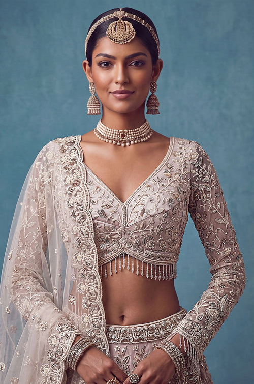 Pink Net Lehenga Choli - SFANJ3463R