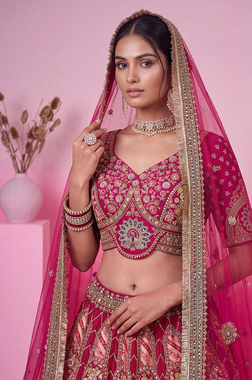 Rani Pink Silk Lehenga Choli - SFANJ3465
