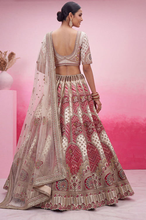 White Silk Lehenga Choli - SFANJ3466