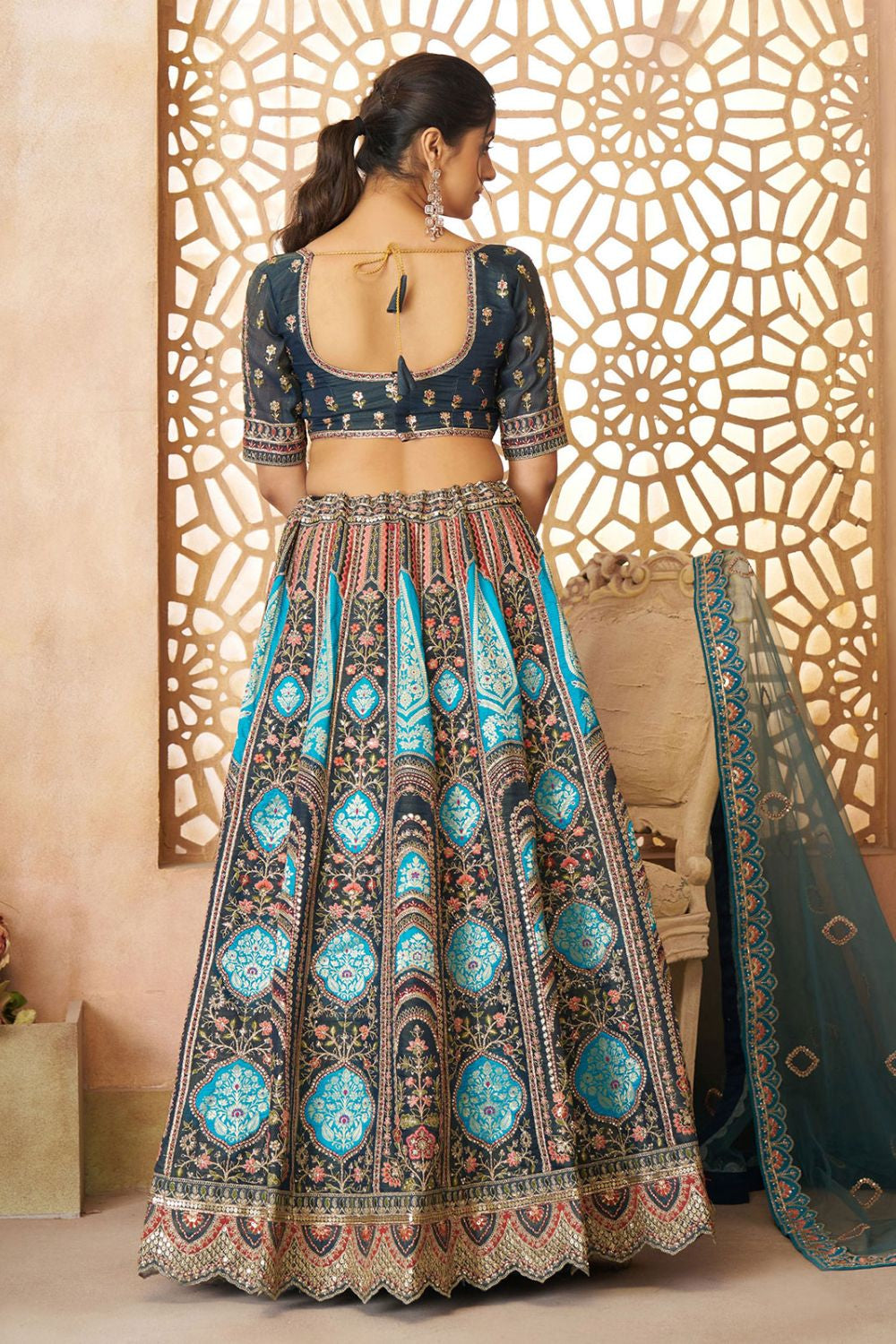 Blue Silk Reception Party Wear Lehenga Choli SFRELS4406