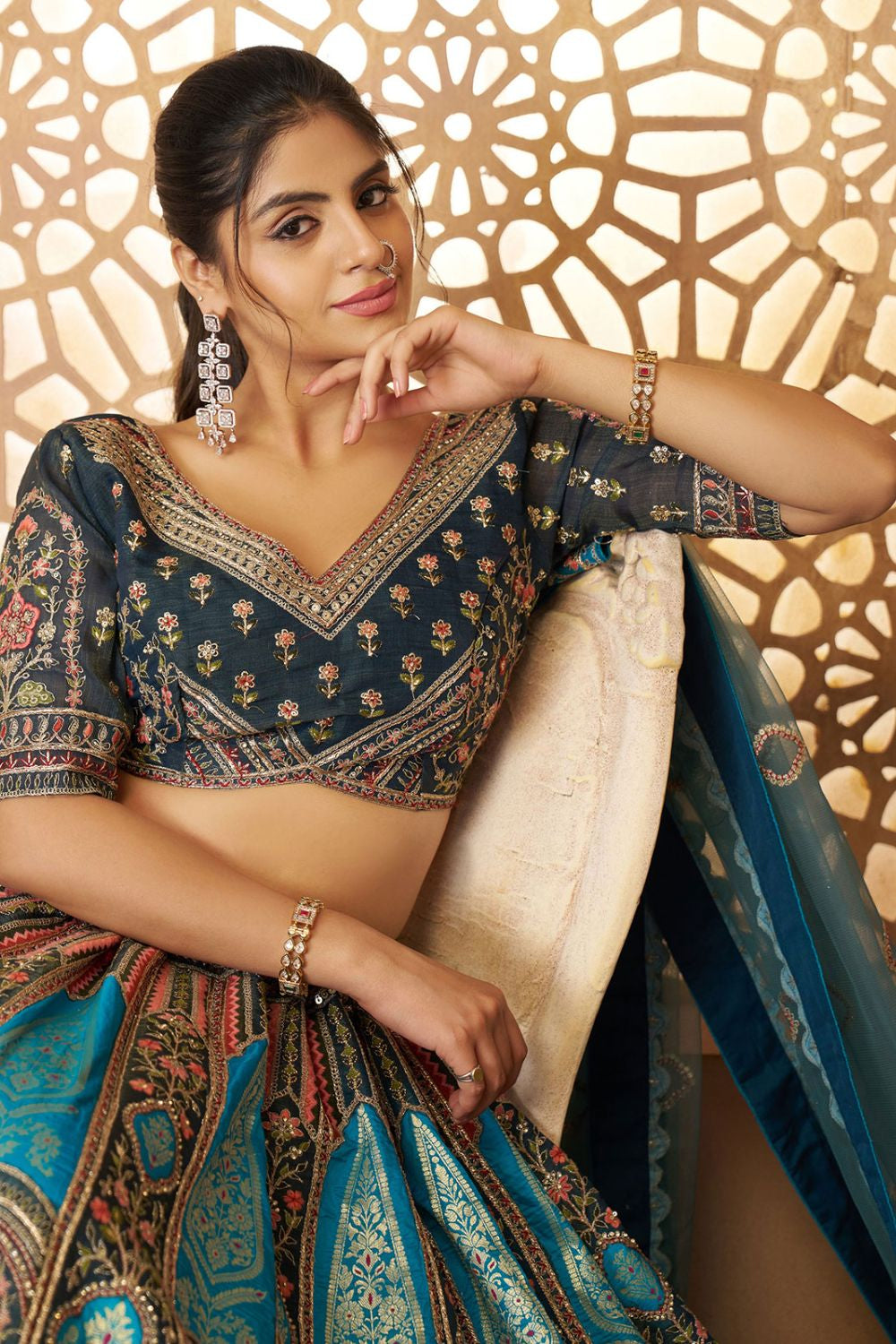 Blue Silk Reception Party Wear Lehenga Choli SFRELS4406