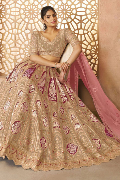 Beige Silk Reception Party Wear Lehenga Choli SFRELS4407