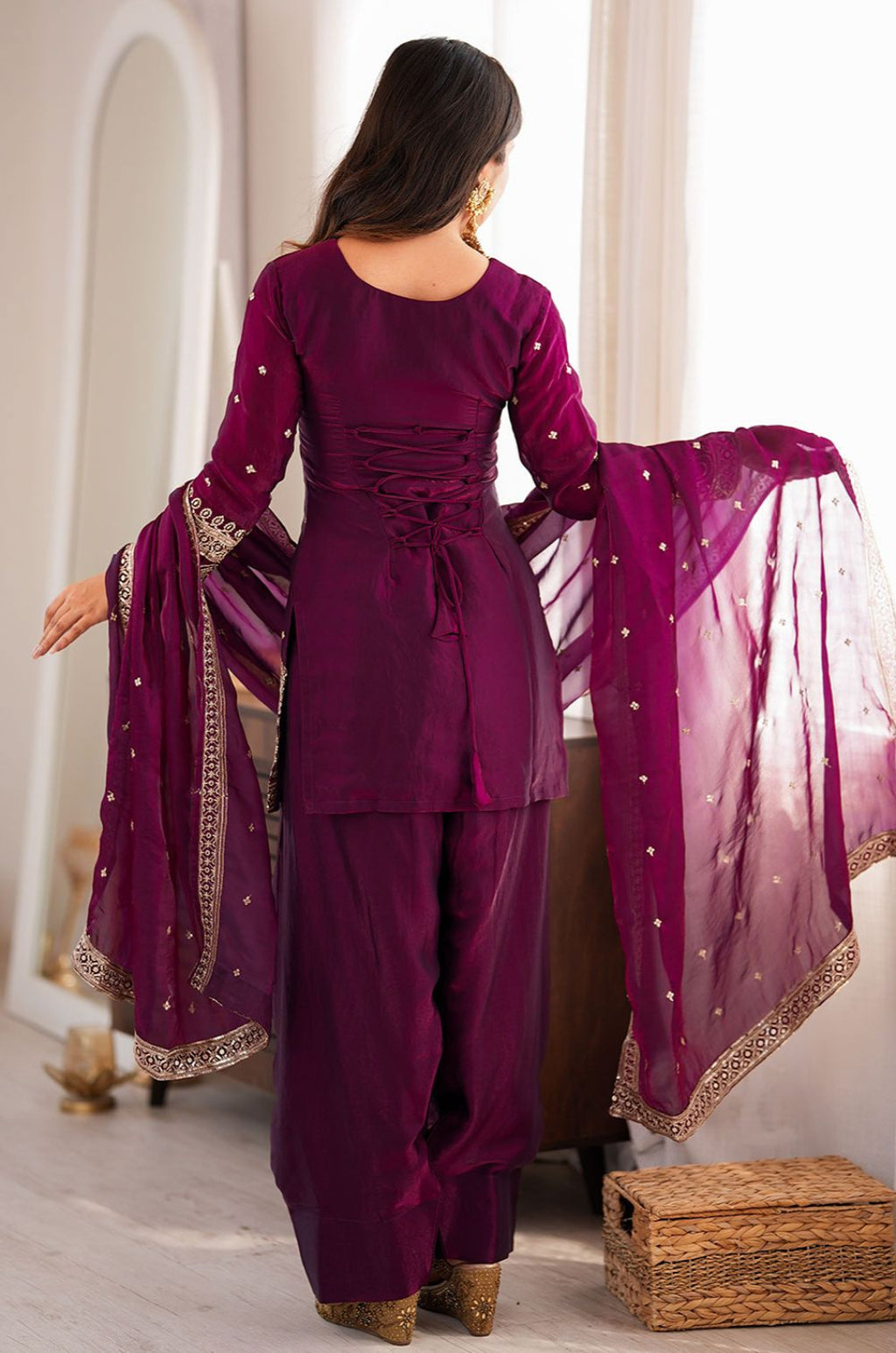Magenta Silk Salwar Kameez - SFFK40701R