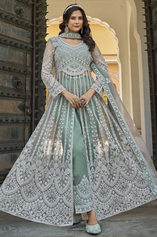 Green Net Salwar Kameez - SFSA500701