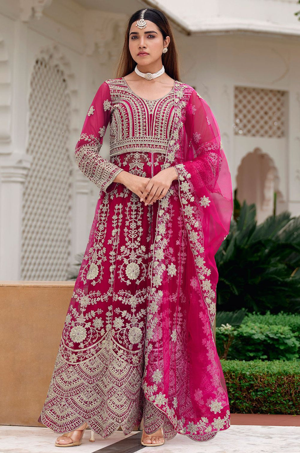 Rani Pink Net Salwar Kameez - SFSA572201