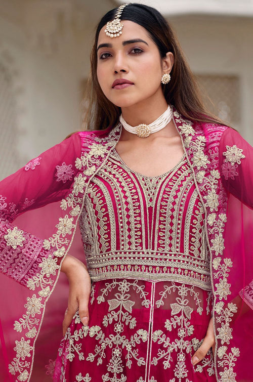 Rani Pink Net Salwar Kameez - SFSA572201