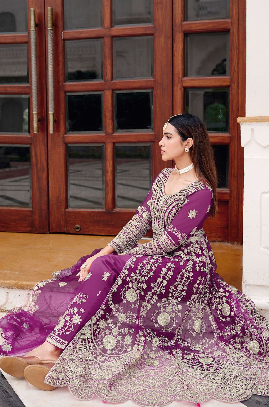 Purple Net Salwar Kameez - SFSA572202