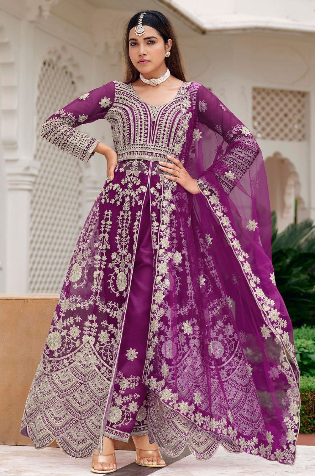 Purple Net Salwar Kameez - SFSA572202