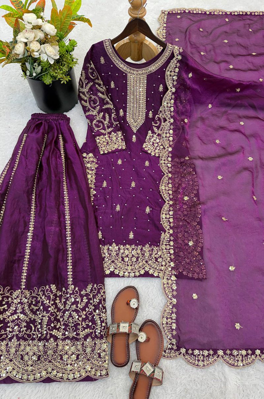 Purple Silk Salwar Kameez - SFFK38704R