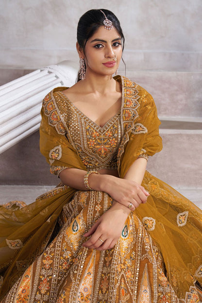 Yellow Silk Reception Party Wear Lehenga Choli SFRELS4412