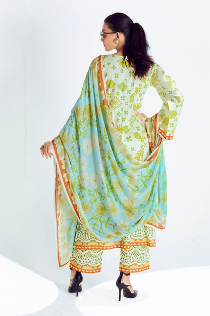 Green Plus Size Pure Cotton Lawn Salwar Kameez SFYS154504